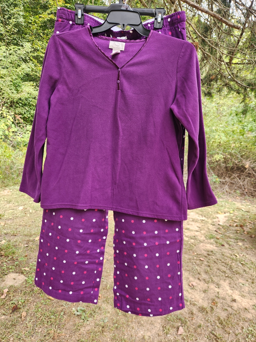 Oscar de la Renta Purple Fleece Pj Top Medium. Faded Glory Large Pants